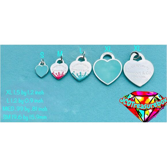 LARGE Return To Tiffany & Co Pink Enamel Outline Heart Charm Pendant Silver - Picture 5 of 5